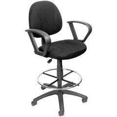 Adjustable Drafting Chair with Loop Arms and Removable Foot Rest: 25-1/2 to 30-1/2" Seat Height, 17 x 18-1/2" Seat