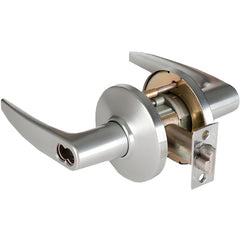 Lever Locksets; Lockset Type: Classroom; Key Type: Keyed Different; Back Set: 2-3/4; Cylinder Type: Less Core; Material: Metal; Door Thickness: 1-3/4 to 2-1/4; Finish: Satin Chrome