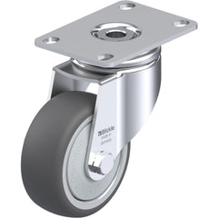 Top Plate Casters; Mount Type: Plate; Number of Wheels: 1.000; Wheel Diameter (Inch): 5; Wheel Material: Polyurethane; Wheel Width (Inch): 1-1/4; Wheel Color: Dark Gray