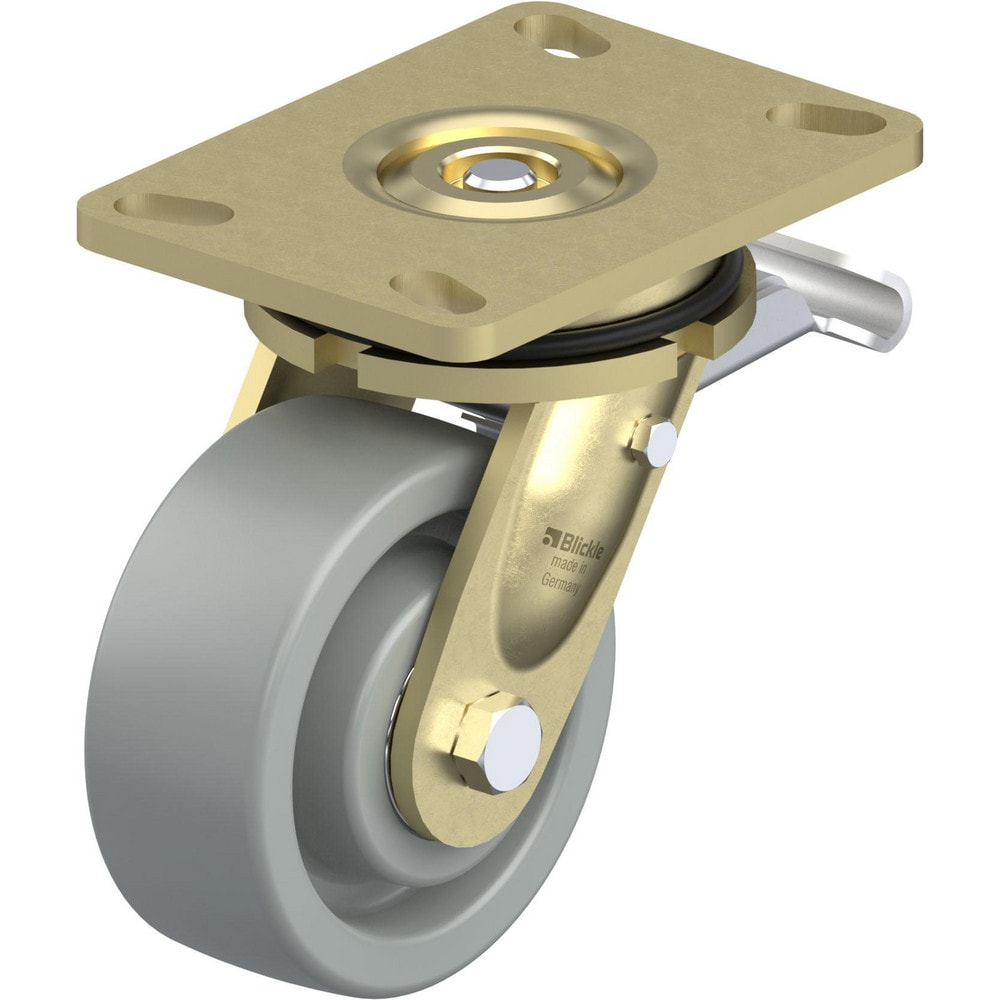 Top Plate Casters; Mount Type: Plate; Number of Wheels: 1.000; Wheel Diameter (Inch): 5; Wheel Material: Synthetic; Wheel Width (Inch): 2; Wheel Color: Gray