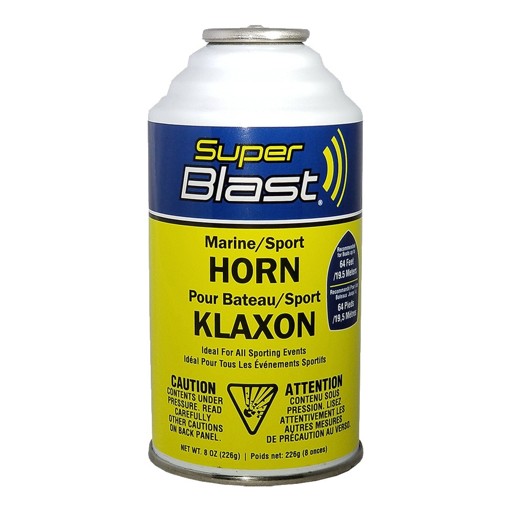 Super Blast Safety Air Horn emits a powerful blast of noise that is ideal for construction sites and for use with heavy machinery, such as, fork lifts, backhoes, front loaders, etc. Meets U.S. Coast Guard requirements for boats 65 ft. Perfect for auto, bo