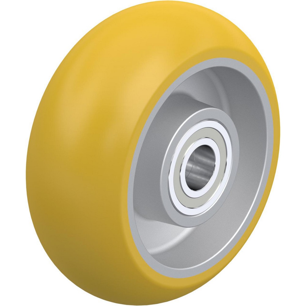 Rigid & Swivel Caster Wheel: Polyurethane, 4" Dia, 1-9/16" Wide