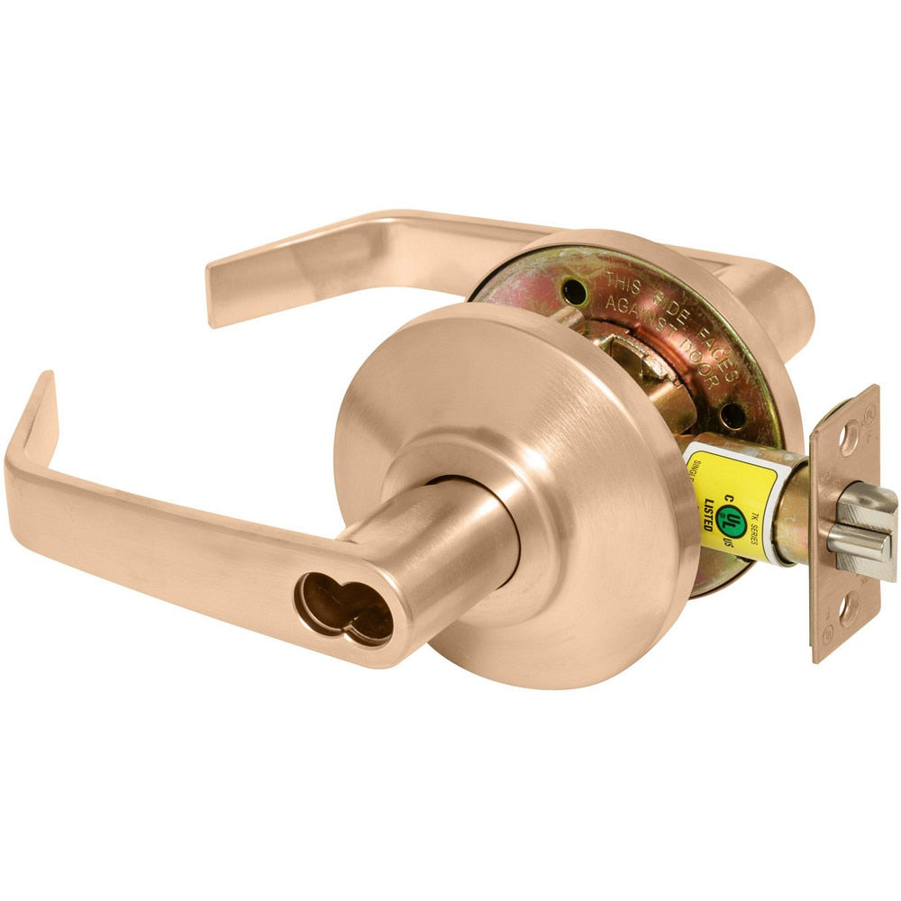 Lever Locksets; Lockset Type: Entrance; Key Type: Keyed Different; Back Set: 2-3/4; Cylinder Type: Less Core; Material: Metal; Door Thickness: 1-3/8 to 2; Finish: Satin Bronze