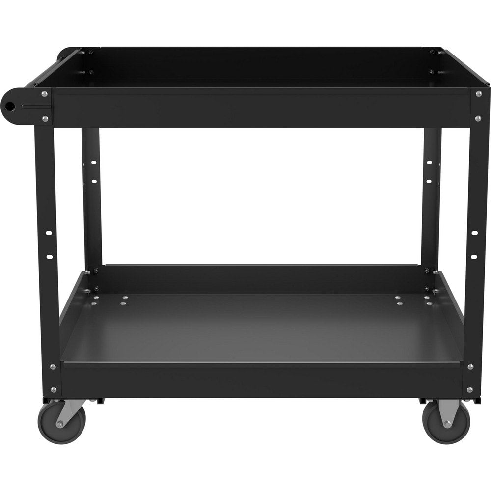 Shelf Utility Cart: 36" Long, 24" Wide, Steel, 400 lb Capacity, Black