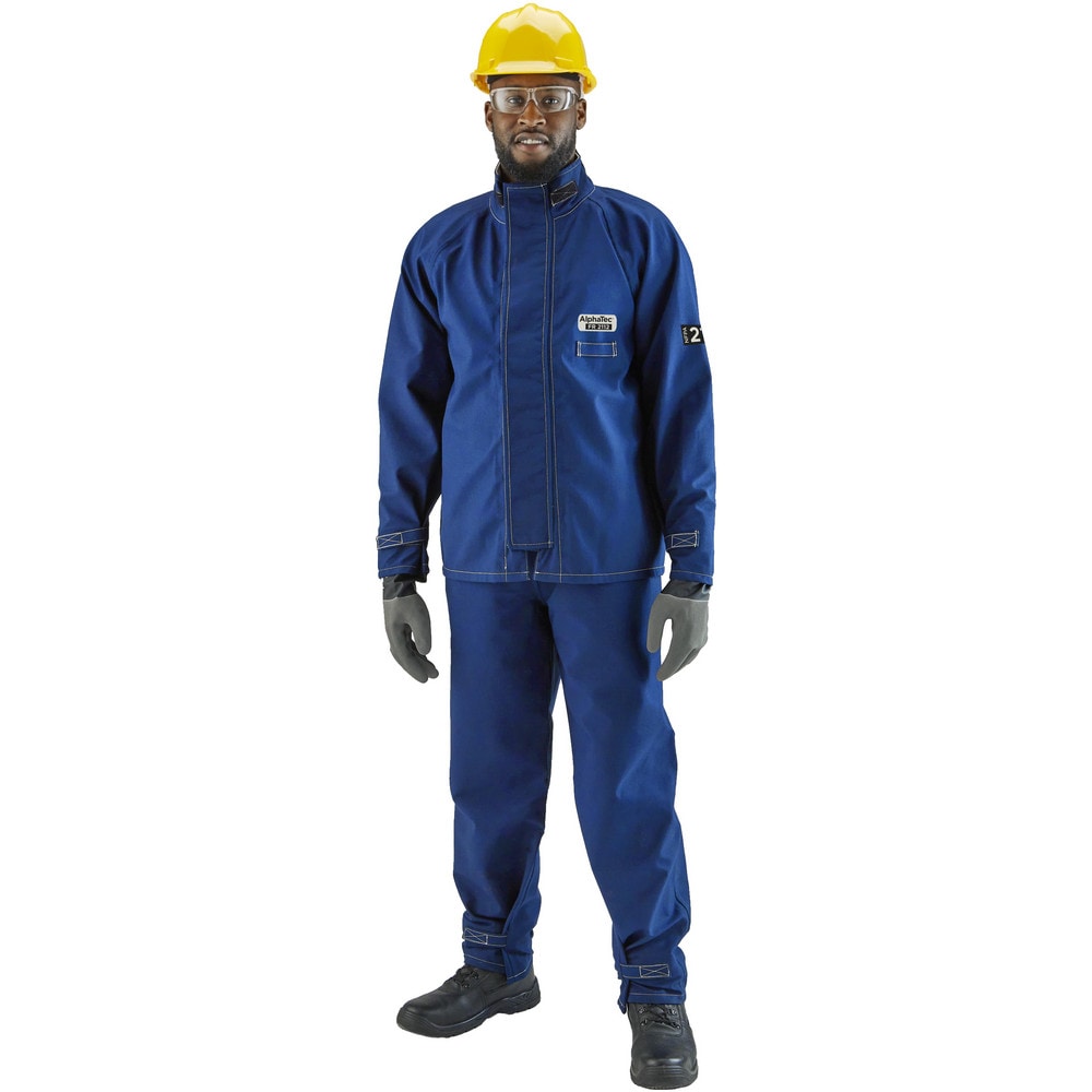 Rain & Chemical Resistant  Jacket:  3X-Large,  Blue,  49-52" Chest,  Nomex