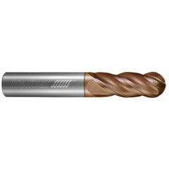 Ball End Mill: 5/8" Dia, 3/4" LOC, 4 Flute, Solid Carbide