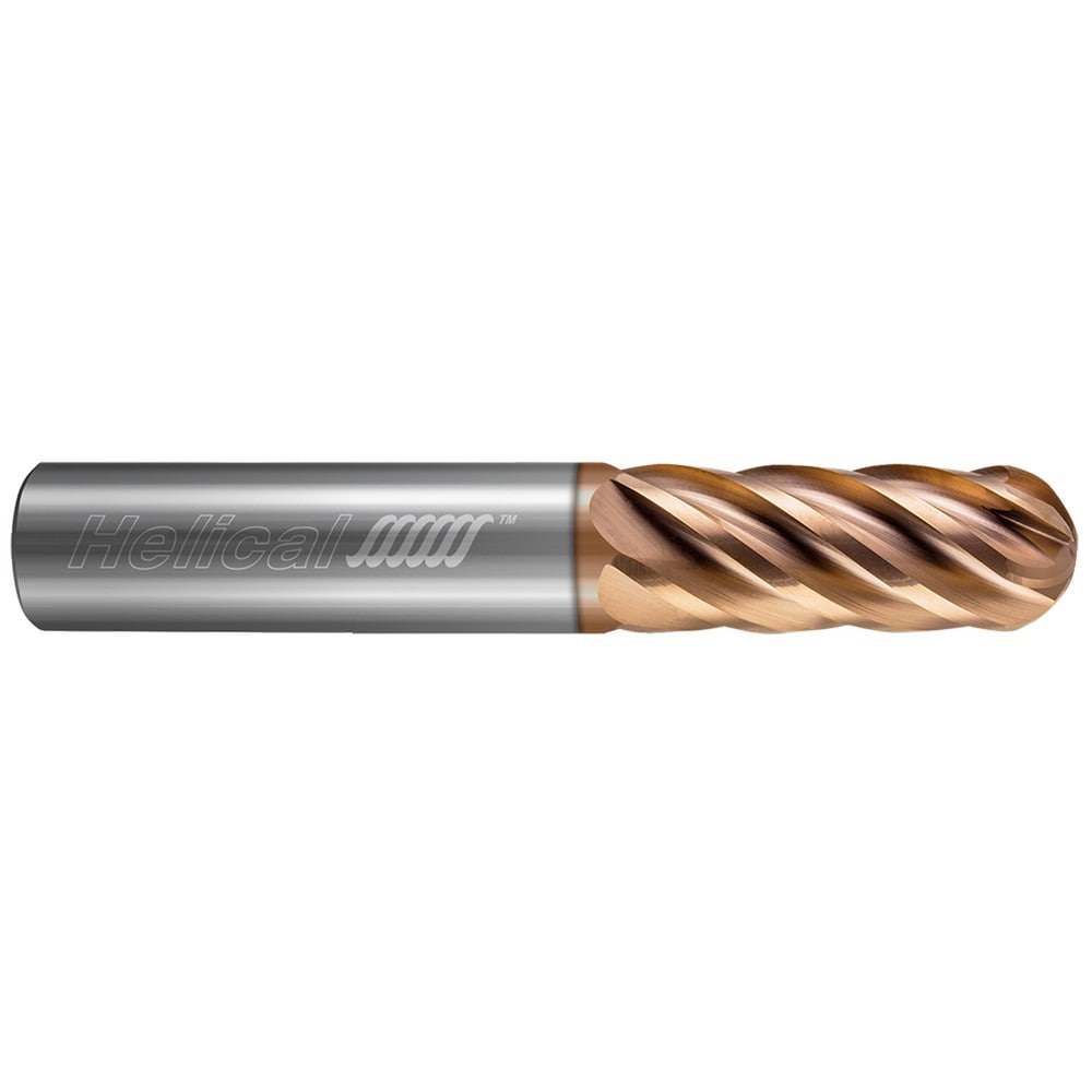 Ball End Mill: 3/8" Dia, 1" LOC, 6 Flute, Solid Carbide