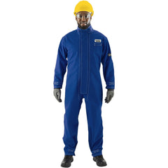 Non-Disposable Rain & Chemical-Resistant Coveralls: Chemical, Size 3X-Large, Blue, Nomex