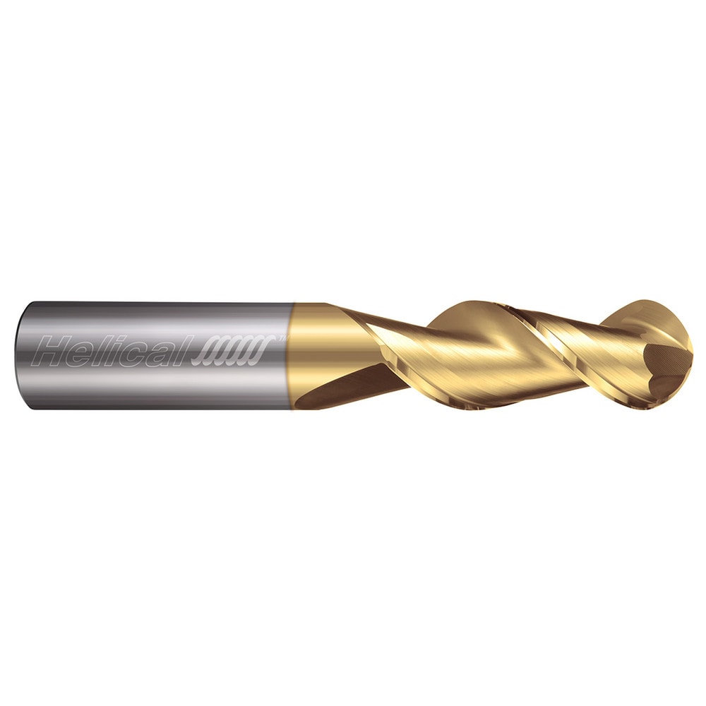 Ball End Mill: 1/8" Dia, 7/8" LOC, 2 Flute, Solid Carbide