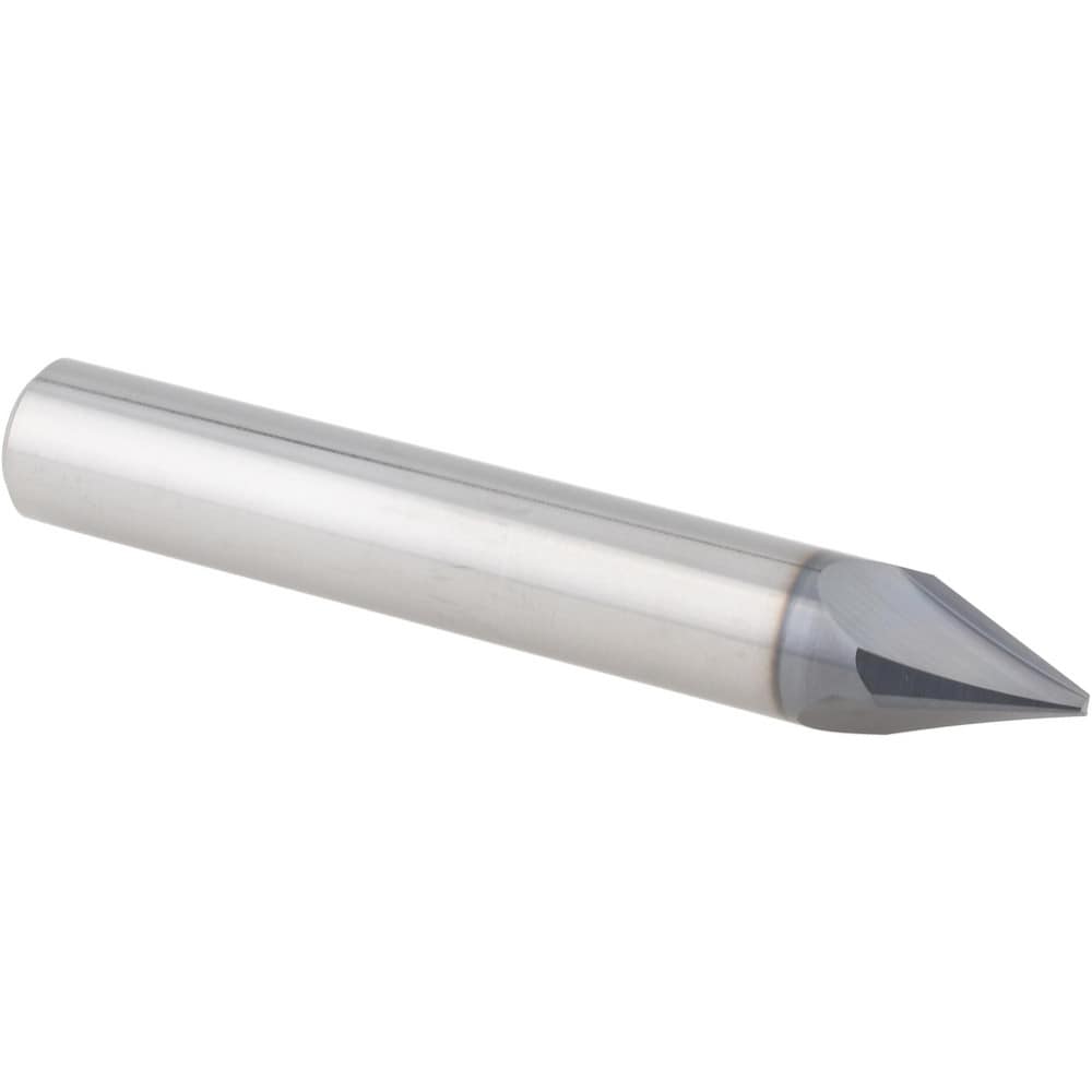 Chamfer Mill: 3/8" Dia, 3/8" Shank Dia, 22.5 deg, 3 Flute, Solid Carbide, Single End