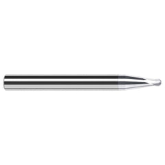 Ball End Mill: 1/8" Dia, 0.1000" LOC, 2 Flute, Solid Carbide