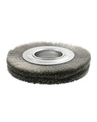 6″ Diameter × 7/8″ Width, Stainless Steel, 0.006″ Crimped Bristle, Wheel Brush