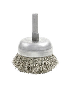 ‎0.006″ Bristle Dia., 1-3/4″ × 3/4″ Carbon Steel, Small Diameter Cup Brush
