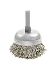 ‎0.01″ Bristle Dia., 1-3/4″ × 3/4″ Carbon Steel, Small Diameter Cup Brush