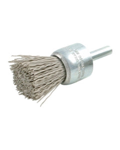 1/2″ Diameter × 1/4″ Shank Diameter × 7/8″ Trim Length, 0.012″ Abrasive Nylon Bristle, Aluminum Oxide, Solid End Brush