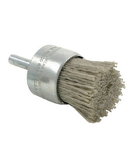 1″ Diameter × 1/4″ Shank Diameter × 7/8″ Trim Length, 0.035″ Abrasive Nylon Bristle, Aluminum Oxide, Solid End Brush