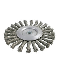 6″ Diameter × 0.437″ Width, Carbon Steel, 0.030″ Knotted Bristle, Wheel Brush