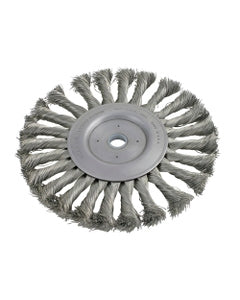 8″ Diameter × 3/4″ Width, Stainless Steel, 0.016″ Knotted Bristle, Wheel Brush