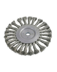 4″ Diameter × 1/2″ Width, Stainless Steel, 0.014″ Knotted Bristle, Wheel Brush