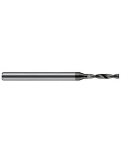 3.048 mm Dia. × 6 mm Shank Dia. × 63 mm OAL × 14.5 mm LCF, 180 Degrees, 3xD, 2 Flute, Helical Flute, TiAlN Solid Carbide Drills
