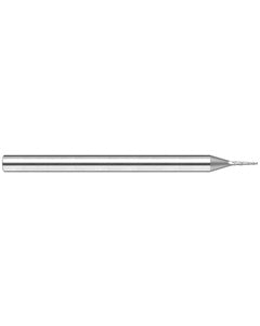 0.06″ Dia. × 5/16″ LOC × 3/16″ Shank Size × 2″ OAL, 3 Flute, 6 Degrees Body Half Taper Angle, Carbide, Uncoated, Square, Tapered End Mill
