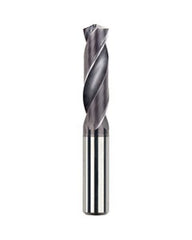 6.2 mm Dia. × 8 mm Shank × 34 mm Flute Length × 79 mm OAL, 3xD, TiAlCN, 2 Flute, Coolant Thru, h6, Cylindrical, Solid Carbide Drill Series/List #NG12