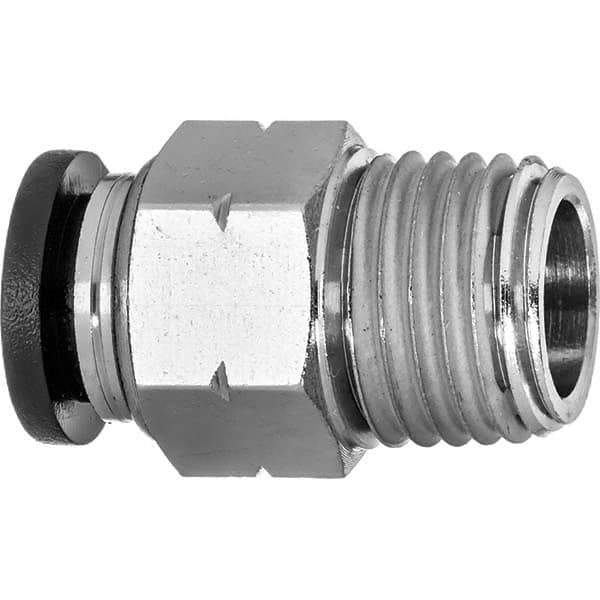 Value Collection - 3/8" OD, NPT Male, Nylon Push-to-Connect Male Connector - 150 Max psi, Black - Eagle Tool & Supply