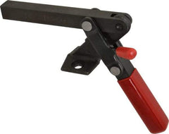 De-Sta-Co - 1,000 Lb Holding Capacity, Vertical Handle, Manual Hold Down Toggle Clamp - 65° Handle Movement, 195° Bar Opening, Solid Bar, Flanged Base, Electro-Plated Zinc, Carbon Steel - Eagle Tool & Supply