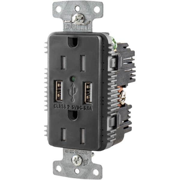 Hubbell Wiring Device-Kellems - USB Receptacles Number of USB Ports: 2 Number of Receptacles: 2 - Eagle Tool & Supply