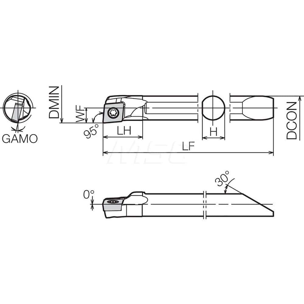 Indexable Boring Bar:  S080XSCLCR06100EZP,  10.00 mm Min Bore,  8.00 mm Shank Dia,  N/A Steel Screw,  Uses CCGT215 ™, CCMT215 ™, CCET215 ™, CCGW215 ™ & CCMW215 ™ Inserts