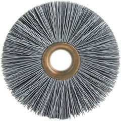 Brush Research Mfg. - 4" OD, 1/2" Arbor Hole, Crimped Abrasive Nylon Wheel Brush - 3/4" Face Width, 1-7/16" Trim Length, 20,000 RPM - Eagle Tool & Supply