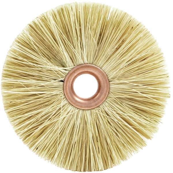 Brush Research Mfg. - 3-1/2" OD, 1/2" Arbor Hole, Crimped Tampico Wheel Brush - 1/2" Face Width, 5/16" Trim Length, 20,000 RPM - Eagle Tool & Supply