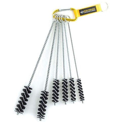 Brush Research Mfg. - 1" Diam Helical Nylon Tube Brush - Single Spiral, 0.22" Filament Diam, 3" Brush Length, 12" OAL, 0.22" Diam Galvanized Steel Shank - Eagle Tool & Supply