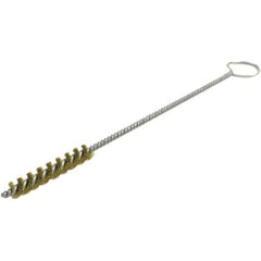 Brush Research Mfg. - 2" Diam Helical Brass Tube Brush - Single Spiral, 0.012" Filament Diam, 3-1/2" Brush Length, 18" OAL, 0.292" Diam Galvanized Steel Shank - Eagle Tool & Supply