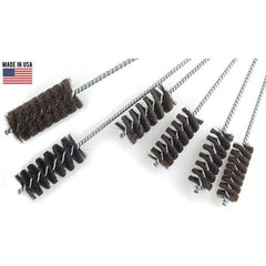Brush Research Mfg. - 3" Diam Helical Natural Bristle Tube Brush - Single Spiral, 0.012" Filament Diam, 4" Brush Length, 18" OAL, 0.292" Diam Galvanized Steel Shank - Eagle Tool & Supply