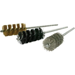 Brush Research Mfg. - 1" Diam Helical Steel Tube Brush - Single Spiral, 0.008" Filament Diam, 2" Brush Length, 6" OAL, 0.22" Diam Galvanized Steel Shank - Eagle Tool & Supply