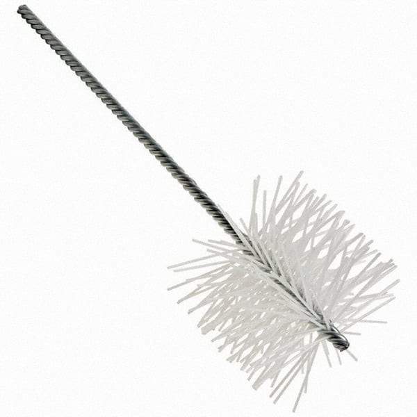 Brush Research Mfg. - 5-1/2" Diam Helical Nylon Tube Brush - Single Spiral, 0.079" Filament Diam, 8" Brush Length, 8" OAL, 0.292" Diam Galvanized Steel Shank - Eagle Tool & Supply