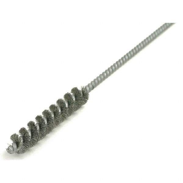 Brush Research Mfg. - 3/4" Diam Helical Steel Tube Brush - Single Spiral, 0.006" Filament Diam, 3" Brush Length, 34" OAL, 0.245" Diam Galvanized Steel Shank - Eagle Tool & Supply