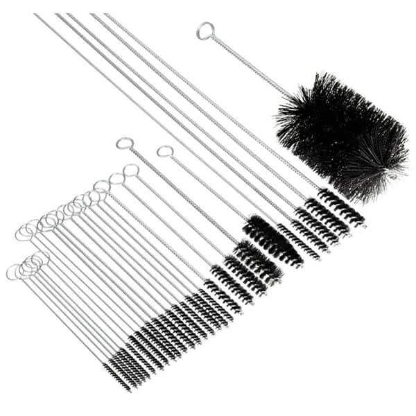 Brush Research Mfg. - 3/4" Diam Helical Nylon Tube Brush - Single Spiral, 0.028" Filament Diam, 3" Brush Length, 14" OAL, 0.245" Diam Galvanized Steel Shank - Eagle Tool & Supply