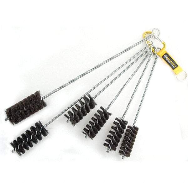 Brush Research Mfg. - 1-3/4" Diam Helical Natural Bristle Tube Brush - Single Spiral, 0.012" Filament Diam, 3-1/2" Brush Length, 18" OAL, 0.292" Diam Galvanized Steel Shank - Eagle Tool & Supply