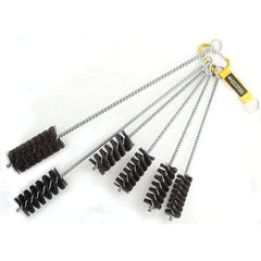 Brush Research Mfg. - 1-3/4" Diam Helical Natural Bristle Tube Brush - Single Spiral, 0.012" Filament Diam, 3-1/2" Brush Length, 18" OAL, 0.292" Diam Galvanized Steel Shank - Eagle Tool & Supply