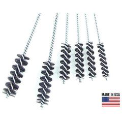 Brush Research Mfg. - 3" Diam Helical Nylon Tube Brush - Single Spiral, 0.245" Filament Diam, 3" Brush Length, 18" OAL, 0.292" Diam Galvanized Steel Shank - Eagle Tool & Supply