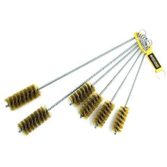 Brush Research Mfg. - 1-3/4" Diam Helical Brass Tube Brush - Single Spiral, 0.012" Filament Diam, 3-1/2" Brush Length, 18" OAL, 0.292" Diam Galvanized Steel Shank - Eagle Tool & Supply