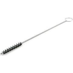 Brush Research Mfg. - 3/8" Diam Helical Nylon Tube Brush - Single Spiral, 0.01" Filament Diam, 2-1/2" Brush Length, 12" OAL, 0.14" Diam Galvanized Steel Shank - Eagle Tool & Supply