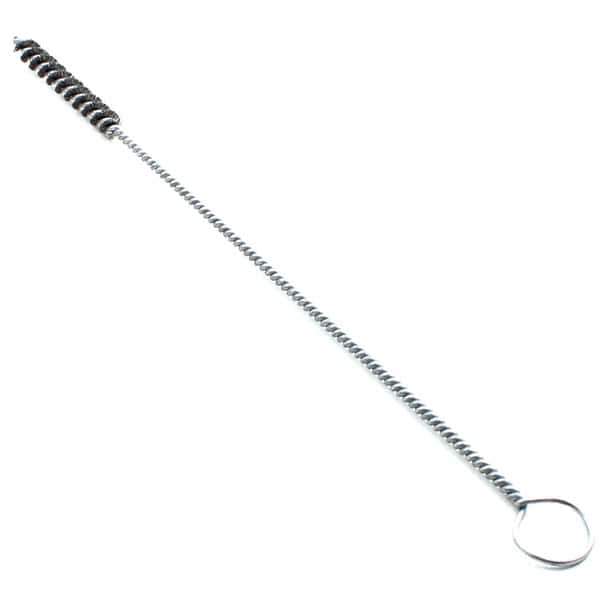 Brush Research Mfg. - 1/4" Diam Helical Steel Tube Brush - Single Spiral, 0.006" Filament Diam, 2" Brush Length, 10" OAL, 0.14" Diam Galvanized Steel Shank - Eagle Tool & Supply