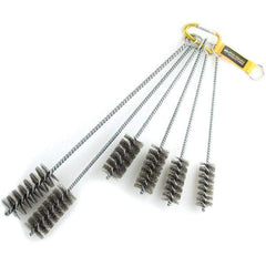 Brush Research Mfg. - 1-3/4" Diam Helical Steel Tube Brush - Single Spiral, 0.012" Filament Diam, 3-1/2" Brush Length, 18" OAL, 0.292" Diam Galvanized Steel Shank - Eagle Tool & Supply