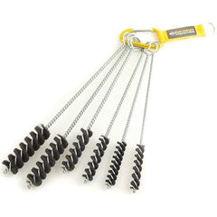 Brush Research Mfg. - 1" Diam Helical Natural Bristle Tube Brush - Single Spiral, 0.01" Filament Diam, 3" Brush Length, 12" OAL, 0.22" Diam Galvanized Steel Shank - Eagle Tool & Supply