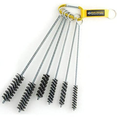 Brush Research Mfg. - 1" Diam Helical Steel Tube Brush - Single Spiral, 0.01" Filament Diam, 3" Brush Length, 12" OAL, 0.245" Diam Galvanized Steel Shank - Eagle Tool & Supply