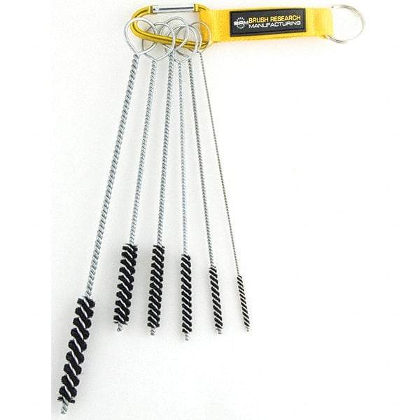 Brush Research Mfg. - 7/16" Diam Helical Natural Bristle Tube Brush - Single Spiral, 0.006" Filament Diam, 2-1/2" Brush Length, 10" OAL, 0.168" Diam Galvanized Steel Shank - Eagle Tool & Supply