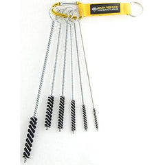 Brush Research Mfg. - 7/16" Diam Helical Natural Bristle Tube Brush - Single Spiral, 0.006" Filament Diam, 2-1/2" Brush Length, 10" OAL, 0.168" Diam Galvanized Steel Shank - Eagle Tool & Supply